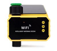 Desiumite Temporizador de riego solar WiFi inteligente, sistema de riego automático con panel solar, carga USB, sensor de lluvia, control de aplicación, riego por goteo de jardín, césped (1 toma)
