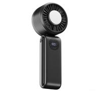 Desiumite Ventilador de refrigeración semiconductor con pantalla LED, ventilador turbo recargable, diseño plegable personal, mini ventilador eléctrico, para viajes, oficina en casa (negro)