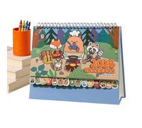 Desk Calendar - 2026 Capybara Illustration Decorative Planner, Stand Up Spiral Organizer with Monthly Views, Desktop Schedule Tracker, Home Apartment Office Decor for Kids Adults School Classroom