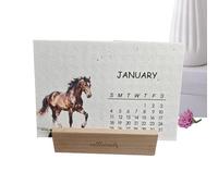 Desk Calendar 2026 - Plantable Paper Desktop Organizer Planner | Monthly Desk Calendar with Wooden Base for Home Office School Classroom Dorm Dormitory Studio Eco Friendly, 3.94x2.95x0.2 inches