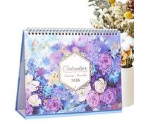 Desk Calendar, Aesthetic Desktop Calendar, Spiral Bound Organizer, with Floral Decorative Pages Easy-to-Read Layout for Women, Kids, School, Workplace, Home, and Family Scheduling