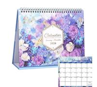 Desk Calendar, Aesthetic Desktop Planner, 9.84x10.04x0.63 Inches Spiral Binding Organizer, Floral Themed Schedule Accessory for Women Home Classroom Work School Kids Family and Daily Time Management