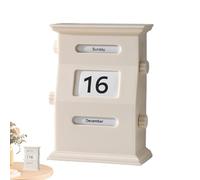 Desk Calendar Blocks - Retro Wooden Perpetual Calendar For Home & Office, Cute Desktop Decor For Women & Men, Reusable Monthly Date Display For Living Room, Gift For Friends