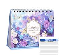 Desk Calendar, Monthly Planner, Floral Organizer, Tear-Off Sheets 9,84 x 10,04 x 0,63 pulgadas, Sturdy Stand Base, ideal para oficinas de oficina, classrooms, Fridges, Home Use by Women, Kids
