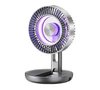 Desk Fan For Office - 5 Speed | Quiet Small Table Fan LED Light Compact Travel Cooling Device | Portable Folding Magnetic USB Rechargeable For Bedroom Car Work Sleeping Use Bedside Cruise Camping