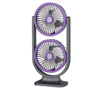 Desk Fan - Ventilador silencioso doble cabeza, USB recargable | Powerful Airflow Personal Fan for Home, Bedroom, Kitchen, Travel, Outdoor, School, Living Room, Camping Use, Compact Cooling Device