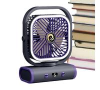 Desk Fans Small Quiet, Portable Air Cooler, Rechargeable Cooling Gadget, 5-Speed Wind Control, Adjustable Tilt Head, Built-In Night Light, Perfect For Bedroom, Dorm, 9.47x7.09x3.8 Inches