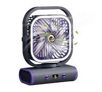 Desk Fans Small Quiet, Portable Rechargeable Air Cooler, 5-Speed Powerful Cooling with Night Light, Adjustable Tilt Design for Bedroom, Dorm, Wall Mount, 9.47x7.09x3.8 inches
