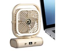 Desk Fans Small Quiet, Portable Rechargeable Air Cooler 5-Speed Powerful Wind Night Light, Adjustable Tilt Design, Ideal for Bedroom, Dorm, Wall Mount, and Personal Cooling, 24.06x18x9.64cm Gray White