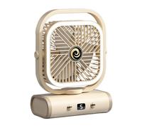 Desk Fans Small Quiet, Quiet Portable Fan Powerful Cooling, 5 Speeds Rechargeable Air Cooler with Night Light Feature, Adjustable Tilt Design for Bedroom, Dorm Room, Wall Mount Use
