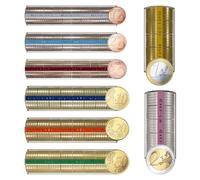 DESK GLOBAL Blister Monedas Pack de 80 Cartuchos - Clasificador de Monedas Para Euros y Céntimos - Porta Monedas Homologados y Reforzados (10 Blisters por Moneda)