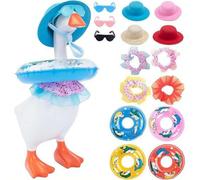 Desk Goose Outfits 7 In,Mini Desktop Goose Outfits Summer Clothes,with Cute Hat Necklace Dresses Swimrings Cool Headphones and Sunglasses,Cute Funny GooseClothes for Magnetic Geese Desk Table Decor
