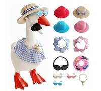 Desk Goose Outfits 7 In,Mini Desktop Goose Outfits Summer Clothes,with Cute Hat Necklace Dresses Swimrings Cool Headphones and Sunglasses,Cute Funny GooseClothes for Magnetic Geese Desk Table Decor
