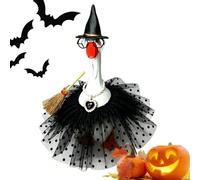 Desk Goose Outfits - Hat Necklace Broom, Halloween Witch Costume Set | Funny Seven Inch Goose Decoration Dress Up Accessory Kit, Festive Seasonal Display For Haunted Houses Costume Parties Festival