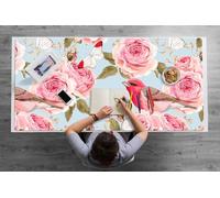 Desk Mat 120x60 cm Resistente al Agua Impermeable Para Oficina o Hogar PVC Vinilo Multifuncional Antideslizante Protección Antisuciedad Fácil de Limpiar - rosas inglesas