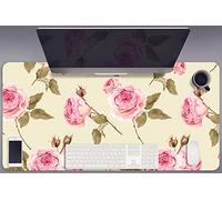 Desk Mat 90x45 cm Impermeable PVC Vinilo Antideslizante Multifuncional Resistente al Agua Fácil de Limpiar Para Oficina o Hogar Protección Antisuciedad - rosas inglesas