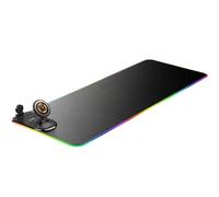 Desk Mat with Wireless Charger, 15W Rubber Placemat, 31.5x11.8in Anti-Slip Extra Large RGB Light Up Mouse Pad for Playing PC, Laptop, Desktop, Office