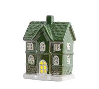 Desk Ornament - Ceramic, 2.76x2.56x4.92in Table Centerpiece LED Light Decor | Farmhouse Inspired And Warm Holiday Display, Christmas House Decor For Tabletops, Mantels, Shelves, Holiday Gatherings