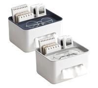 Desk Tissue Box Holder - Tabletop Tissue Storage Case, Purpose Napkin Dispenser, Mobile Device Rest Area, Home Desk Organization Unit For Bedroom Study Space College Dorm Apartment Work Setup