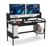 Desk with Bookshelf Computer Desk with Hutch and Bookshelf 55.11 Inches Office Desk Laptop Table Studying Writing Desk Workstation for Home Office Black