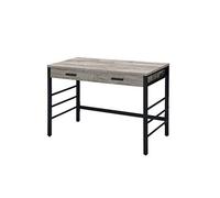 Desk with Shelves Built-in USB Port Writing Desk Light Weathered Oak Black Finish (42" L X 22" W X 30" H) Desks Study Desk with Storage