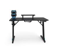Desk with Shelves Gaming Desk Z-Shaped Computer Desk Gamer Workstation with Monitor Stand Carbon Fiber Surface Gamer Table with RGB Lights Cup Holder Headphone Hook Plug Board Holder Study Des