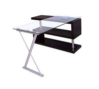 Desk with Shelves Have The Capability of Being Set Up for Left Or Right Configuration Desk in Black High Gloss Clear Glass Study Computer Desk Study Desk with Storage