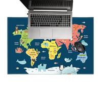 Desk Writing Mat for Kids, Colorful Dinosaur Space World Map Pad, Large Waterproof Table Protector, Student Desk Organizer, Mousepad for Home, School, Studio Use, 15.75x23.62 Inches