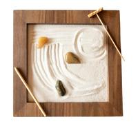 Desk Zen Garden - Bandeja de compacta de madera con accesorios artificiales | Decoración de paisaje de escritorio en miniatura retro para habitación, espacio de meditación, sala de estar