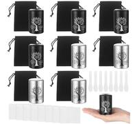 Deskium 8 mini urnas para cenizas humanas, urnas de recuerdo con patrón de árbol para cenizas de mascotas, juego de urna de cremación de aluminio con bolsa de terciopelo con cordón, cuchara y paño de