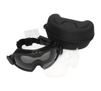 Deskium Gafas con ventilador y funda, ajustables de 3 velocidades, gafas de tiro armadas, incluye lente transparente, resistentes al viento de tormenta de arena para juegos CS