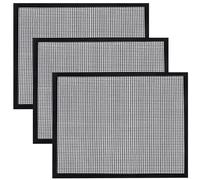 Deskium Juego de 3 alfombrillas de malla antiadherentes para parrilla, 15.7 x 13 pulgadas, superficies de barbacoa resistentes al calor, bordes negros