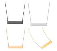 Deskium Juego de 4 collares de barra, colgante horizontal de acero inoxidable, placa grabable en blanco, cadena ajustable de 50 cm a 50 cm, regalo para el día de la madre, San Valentín, cumpleaños
