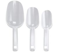 Deskium Trío de cucharas de hielo de plástico, cucharas transparentes para alimentos, perfectas para congeladores y cubos de hielo, viene en tamaño pequeño, mediano y grande