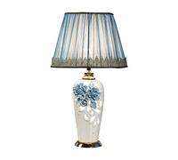 Deskps,Tableps,Readingp Deskp European Light Tablep Hand-Carved Fashion Bedroom Bedsidep - (Remote Control And Button) Tablep/Blue/Remote Control Switches