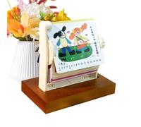 Desktop Calendar 2026-2026 Calendar Year Of The Horse Desk Decor | | Wooden Base Doodle Rotating Page For Office School Classroom Dorm Apartment New Year Holiday Planning