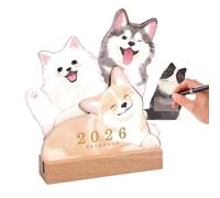 Desktop Calendar, 2026 Pet Theme Offices Calendar, Academic Schedule Pad Kids Teachers Family, Daily Planner for Work Class School Home with Cute Puppy Kitten Design 4.72x0.79x1.18 inches