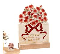 Desktop Calendar Aesthetic Office Decor - 2026 Rose Desk Planner | Wooden Base Monthly Daily Agenda Calendar For Home Office School Dorm Apartment New Year Decoration Agenda Schedule Party Favors