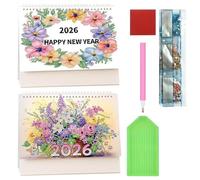 Desktop Calendar - Paper Rhinestone Art Calendar 2026, 12-Month Planner Decor, for Adults Teens Craft Lovers Beginners Artists Teachers Holiday Birthday Party Favors Home Office Desk