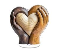 Desktop Centerpiece - 2D Rotatable Heart Holding Hands Vintage Romantic Design, Durable Stable Base Decorative Sign Easy Display | Table Decoration For Office Home Living Room Bedroom Kitchen Shelf C