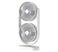 Desktop Fan, Double Head Tabletop Cooling Fan, Quiet Rechargeable Strong Airflow, Portable Personal Cooling Device for Apartment Bedroom Living Room Office Kitchen Outdoor Travel Camping Tent Beach