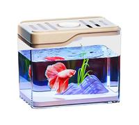 Desktop Fish Bowl, Top Ventilation Hole, 4.72x3.15x3.94 Inches, Fishes Tank Design, Colorful Lights, Compact Structure, Tabletop Fish Display for Home Company Room, White and Green