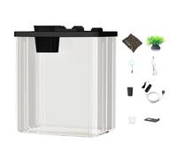 Desktop Fish Tank, Betta Fish Tank with Air Pump, Modern Aquarium with Artificial Flowers, Tabletop Fish Tank Display, Fish Tank with Atmosphere Light 8.86x5.91x 11.02" for Tabletop, Display