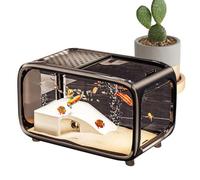 Desktop Fish Tank - Desktop Fish Bowl | Lid Aquatic Bowl, Top Feeding Hole Landscape Decor, Integrated Climbing Frame System Modern Living Habitat for Aquatic Animals Shrimp Snails