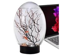 Desktop Fish Tark - Pequeño depósito de agua | Kit de arranque de acuario, pequeños acuarios de peces con luz LED | Centro de mesa divertido, adorno árbol de rama para ventiladores