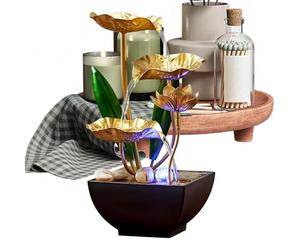 Desktop Fountain - Zen Relaxation Soothing LED Light 25cm | Tabletop Fountains with Stream Sounds | Mini Water Feature for Office Living Room Hotel Bedroom Centerpiece Aquarium