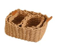 Desktop Snack and Sundries Woven Basket with Handles - Cube Storage Bin | Cotton Rope Woven Baskets for Organizing | Rectangle Kids Toy Box, Desktop Magazines Organizer for Living Room Bathroom