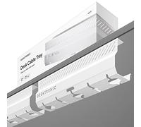 Desktronic Canaleta Pasacables Blanca 2 uds - Gestión de Cables en Acero Inoxidable, canaleta pasacables de Escritorio con 5 Salidas para Cables, Organizador de Cables fácil de Instalar - Portacables