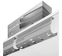 Desktronic Canaleta Pasacables Gris 2 uds - Gestión de Cables en Acero Inoxidable, canaleta pasacables de Escritorio con 5 Salidas para Cables, Organizador de Cables fácil de Instalar - Portacables