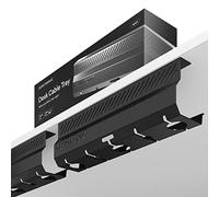 Desktronic Canaleta Pasacables Negra 2 uds - Gestión de Cables en Acero Inoxidable, canaleta pasacables de Escritorio con 5 Salidas para Cables, Organizador de Cables fácil de Instalar - Portacables